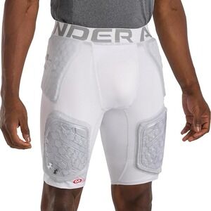 Under Armour Mens Padded Compression Shorts Pro 5-Pad WHITE Football Girdle‎ LRG